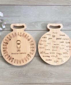 gepersonaliseerde ronde borrelplank voor de meester door Taste of wood