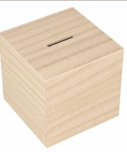 Houten spaarpot naar wens te personaliseren door taste of wood.