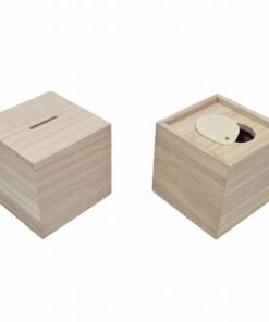 Houten spaarpot naar wens te personaliseren door taste of wood.