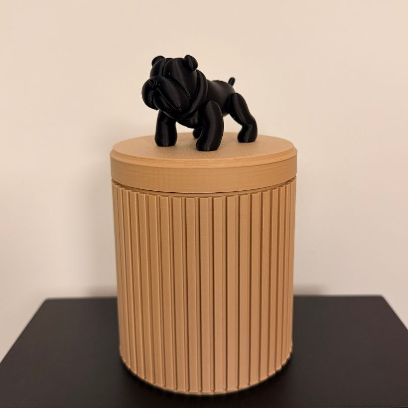 Koekjespot bruin met bulldog door taste of wood.